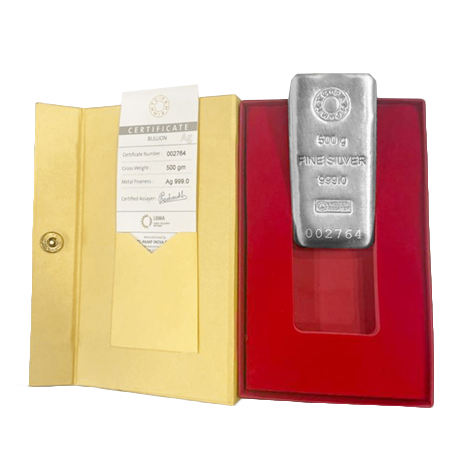 500gm Silver Casted Bar MMTC-Pamp