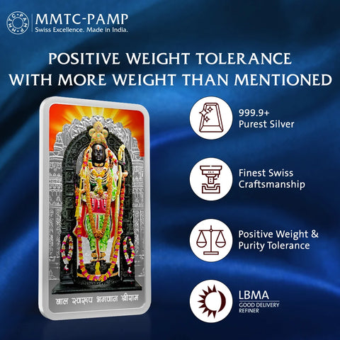 50 gm Silver 999.9 Minted Bar Ram Lalla Colored Minted